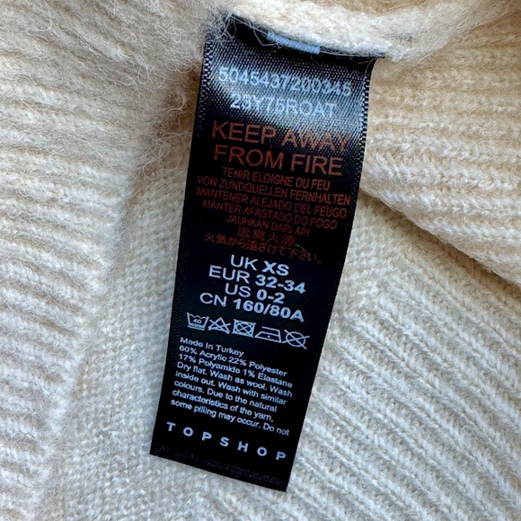 NWT Topshop XS Neutral Fuzzy Sweater V-Neck Lightweight Knit - Picture 8 of 13